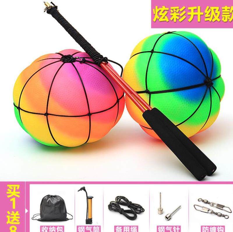 Bouncy ball kids handle with drawstring glow pumpkin pinball hand toy arm flick ball hold casual