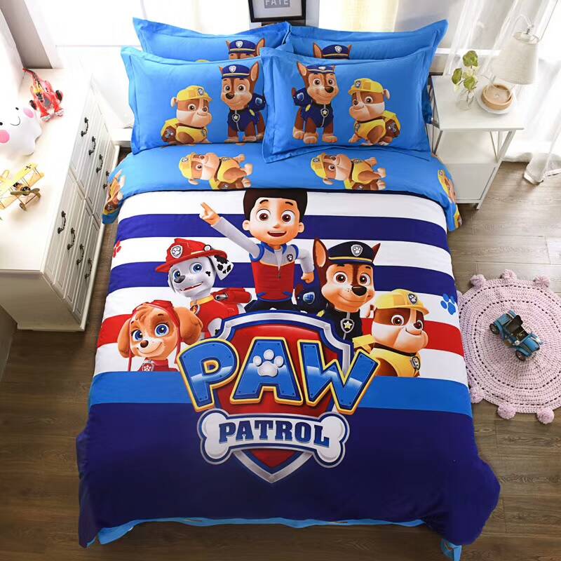 Lovers Thủy bông dệt denim bông giường phim hoạt hình ba mảnh sản phẩm giường cũi trẻ em 1,5 M - Bộ đồ giường bốn mảnh bộ chăn ga gối đệm
