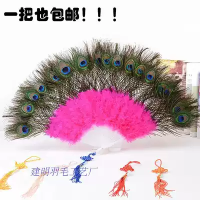 Neoclassical feather fan Peacock hair fan belly dance dance fan 21 bones 12 colors optional