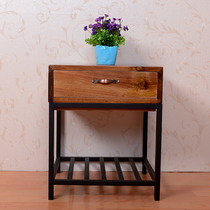 European Retro Iron Solid Wood Bedhead Cabinet Household Bedroom Modern Red Bed Bed Decorated Locker