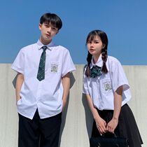 dk uniform suit couple JK White shirt short sleeve mens and womens loose mid-sleeve trend college style graduation season class suit summer