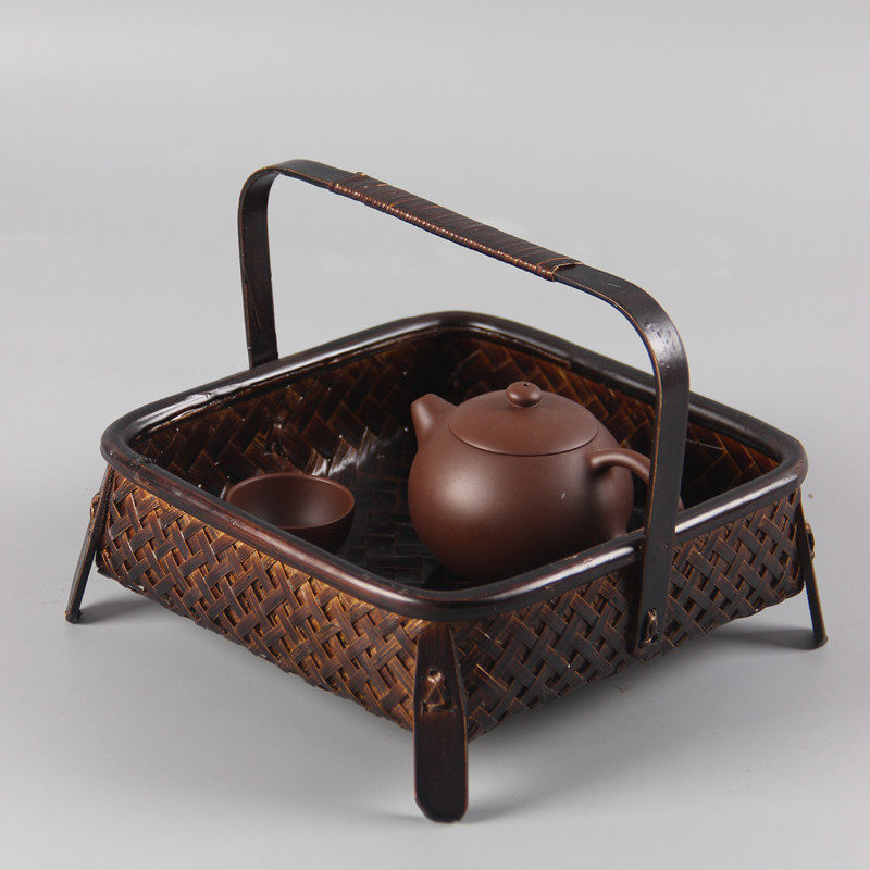 Tea Tool Catch : Large paint Japanese tea - tables bamboo handcuff basket tea - cereal fruit basket