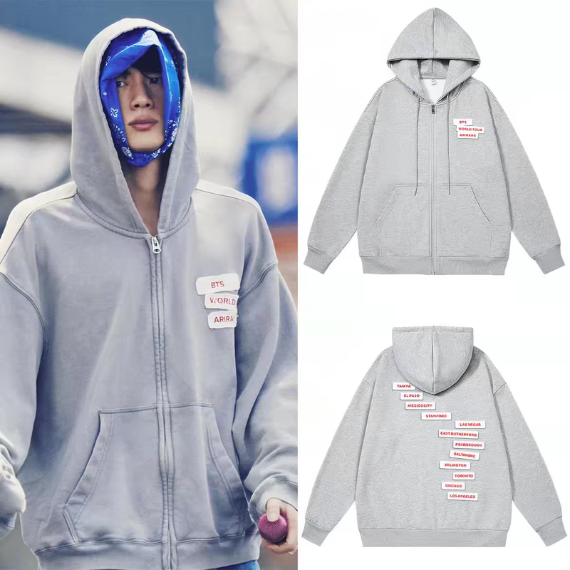 Bts Concert Arirang2026 Same Style Autumn and Winter Hoodie Sweatshirt Zipper Jacket Bts Concert Arirang2026 Same Style Autumn and Winter Hoodie Sweatshirt Zipper Jacket