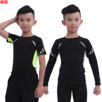 Children tights male gym clothes an aerobics basketball football priming long-sleeved stretch sports running quick-drying breathable