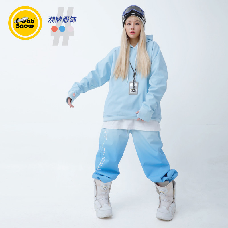 NAT sonw winter outdoor gradient windproof waterproof and warm full pressure rubber loose thickened ski pants natsnow-Taobao