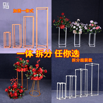 Wedding props golden geometric Road iron box cube-shaped flower shelf T-table wedding stage decoration ornaments