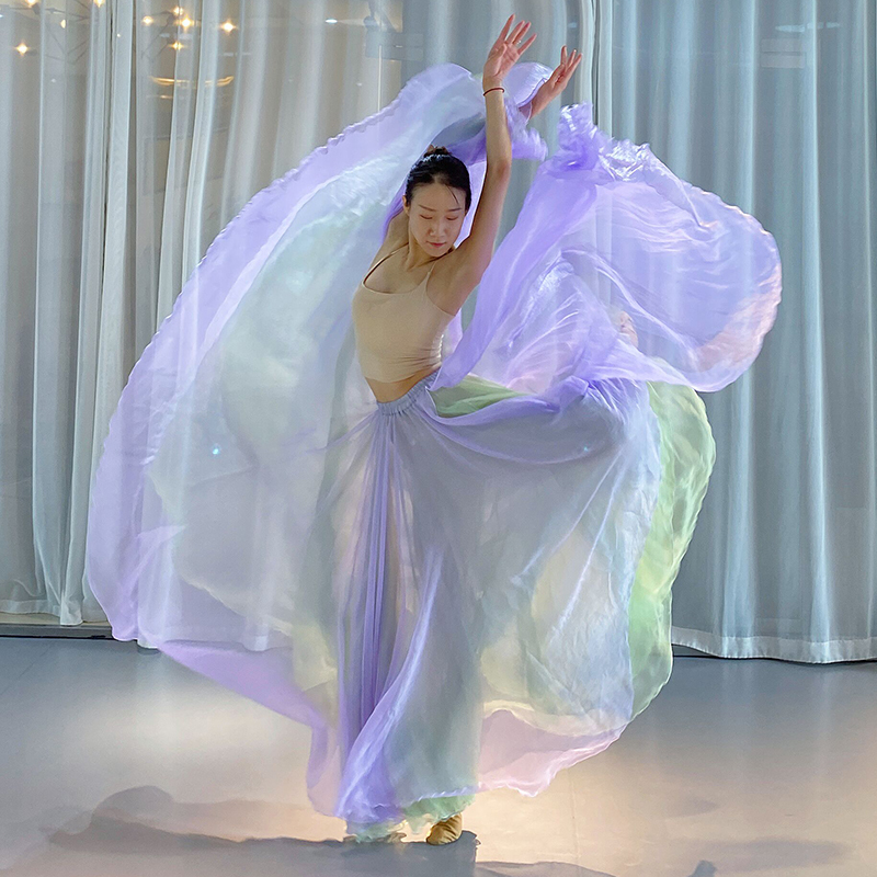Liu Feifei's Original Classical Dance Skirt, Chinese Style, Elegant, Art Exam Flowy, 720-Degree Double-Layer, Two-Tone Fairy Skirt with Large Flares