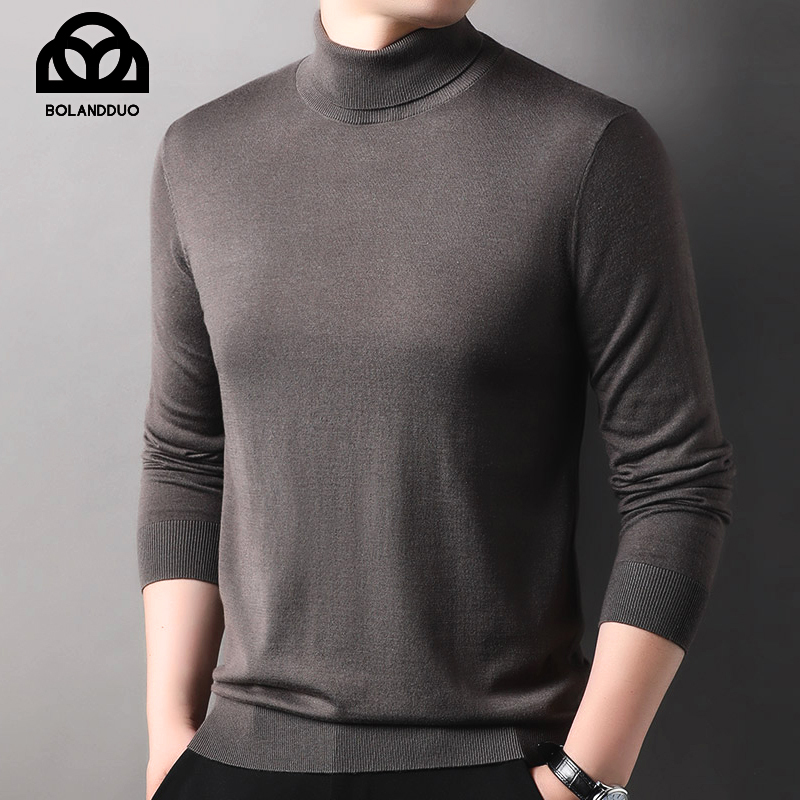 Ultra-Thin Fine-Spun Wool Knit Sweater for Men, Suitable for Spring and Autumn, with a Convertible Turtleneck, Solid Color, Casual Sweater, Men's Inner Layer Base Shirt