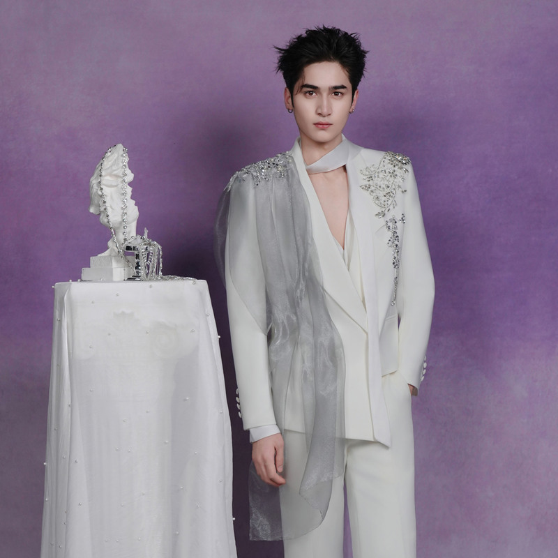 Shangjie Design Summer Sheer Design High-End Performance Boy Group Stage Outfit Blazer Original Stage Costume