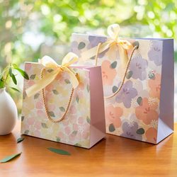Gift Bag, Handbag, New Style Birthday Gift Packaging Bag, High-End Bow, Exquisite Gift Bag, Paper Bag