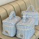 Sky blue stripes ~ Korean fabric makeup bag for women 2025 new high-end storage bag large capacity makeup bag