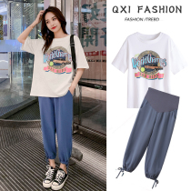 Pregnant Woman Summer Clothing Suit Thin Spring Summer Out Online Red Fashion Models 2021 New Summer Leisure Two Sets Women