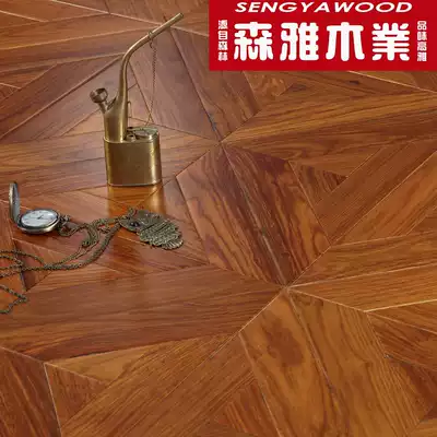 Asian flower pear mosaic floor multi-layer solid wood composite floor geothermal floor heating wood floor solid wood multi-layer floor