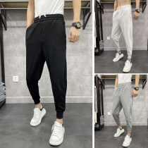 Autumn and winter new small foot casual pants mens spirit boy solid color all-match sports pants loose trend harem leggings