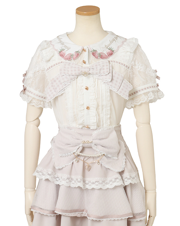 Free Shipping and Tax Included for Some Countries, Ten Yin Japanese Agent Lizlisa 25 New Version, Strawberry Embroidered Short-Sleeved Shirt