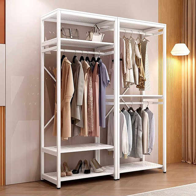 All-metal coat rack open wardrobe home bedroom walk-in closet rack floor-standing simple coat rack