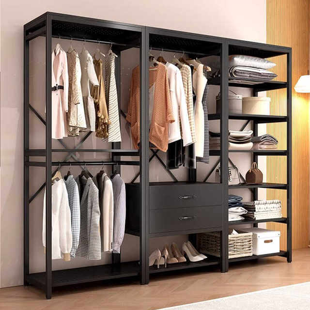 All-metal coat rack open wardrobe home bedroom walk-in closet rack floor-standing simple coat rack