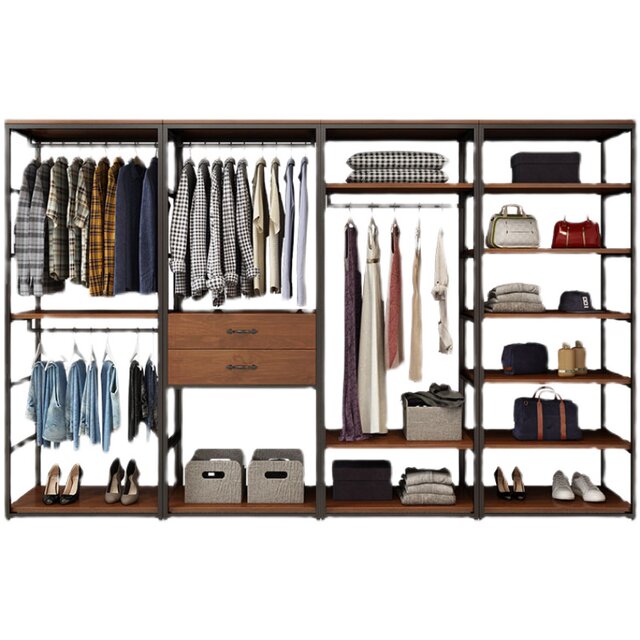 Open wardrobe home bedroom cloakroom coat rack storage rack iron rack floor hanging clothes rack walk-in rack