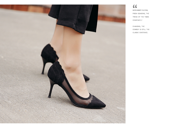 Giày sandal lưới nữ mùa hè đẹp với mũi nhọn 2018 mới thoáng khí hoang dã gợi cảm màu đen giày cao gót cửa hàng giày dép gần đây