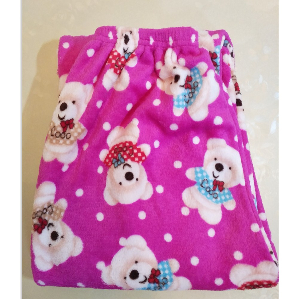 Mùa thu đông và mùa đông dày flannel pyjama quần nữ hoạt hình XL cộng với nhung ấm san hô nhung quần nhà nam quần quần tây nam
