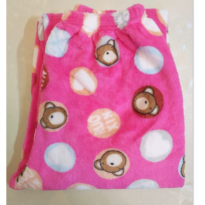 Mùa thu đông và mùa đông dày flannel pyjama quần nữ hoạt hình XL cộng với nhung ấm san hô nhung quần nhà nam quần