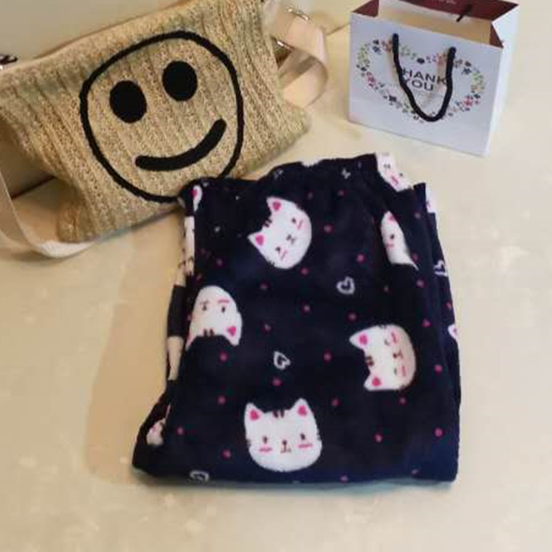 Mùa thu và mùa đông cộng với bộ đồ ngủ bằng vải nhung flannel dành cho nữ quần thun nam