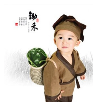 61 children small back-basket small monk photographic clothing boy ancient dress Han clothes hoeing and props show costumes-Taobao