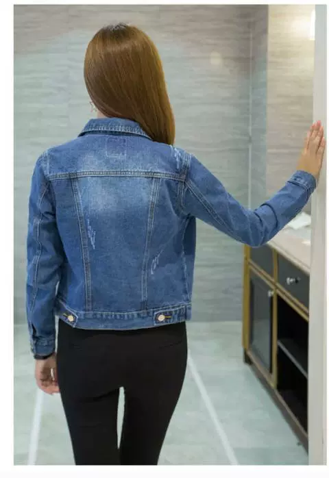 Mùa xuân hoang dã áo khoác mùa xuân và mùa thu quần áo học sinh quần jean ngắn denim nữ phiên bản Hàn Quốc áo hoodie nữ cute