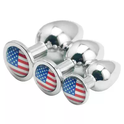 Stainless Steel Vestibule American flag anal butt plug three-piece American flag anal butt plug