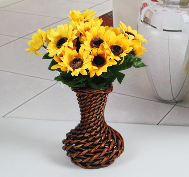 Trang chủ phụ kiện sáng tạo sân vườn mây mây wicker hoa mô phỏng hoa khô hoa cắm hoa nhỏ bình hoa trang trí - Vase / Bồn hoa & Kệ chậu nhựa treo tường