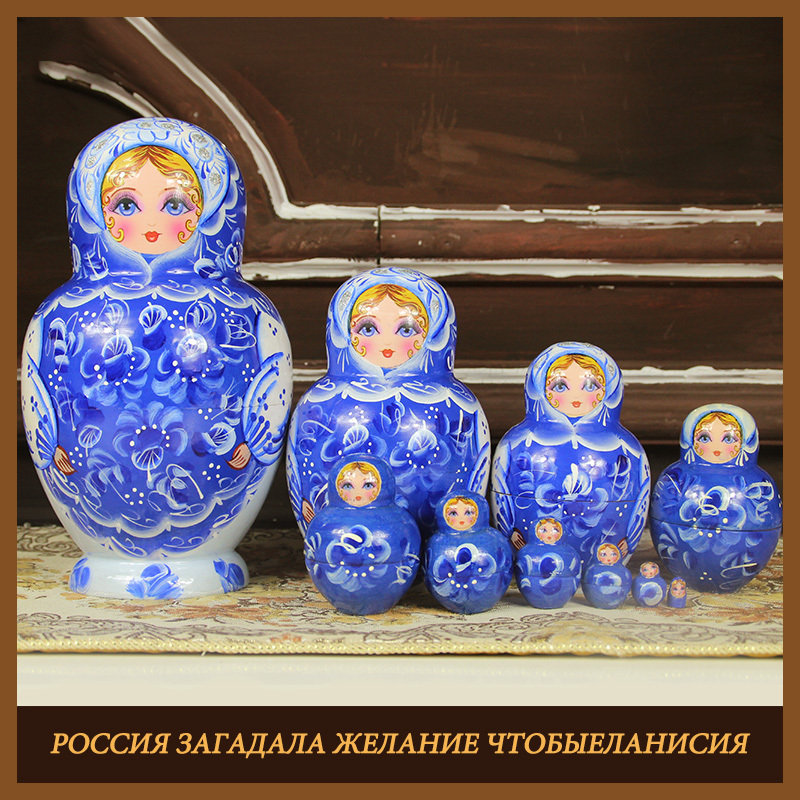 Russian Jacket Green Flower Porcelain 10 Floors Handmade Painted Woody New Wedding Birthday Gift Blue ten Floors With Cova