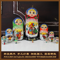 Russian doll Big 10 layer basswood painting boutique high-grade story doll cute cartoon educational toy