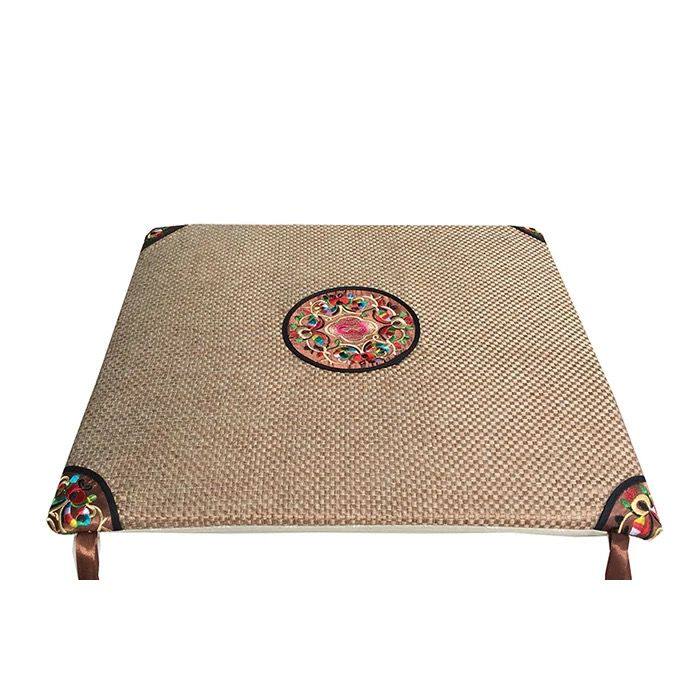 Chinese-style linen cushion mahogany sofa circle chair tea chair dining chair non-slip mat Chinese style embroidery cushion round cushion sponge
