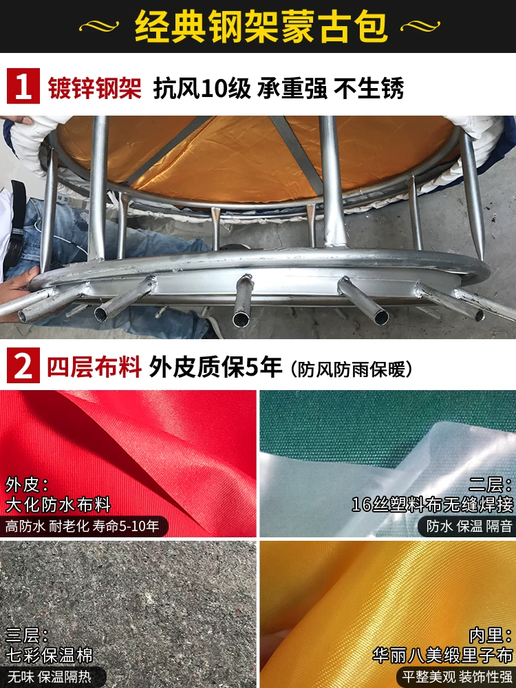 Impression of Mongolian tent farm farmhouse, fake dining engineering site construction windproof grassland canvas outdoor tent