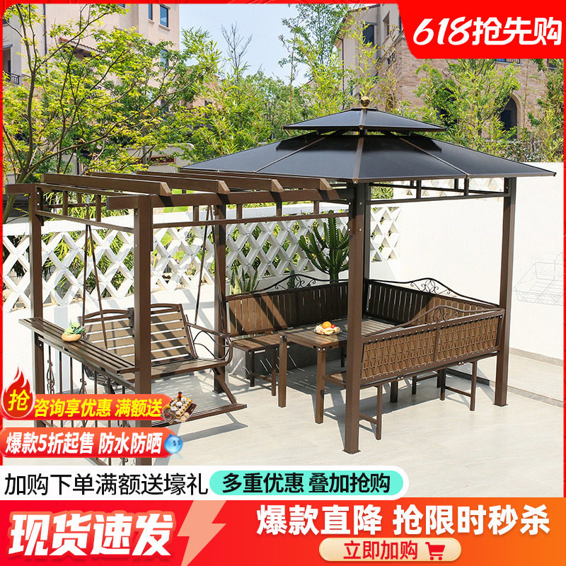 户外凉亭庭院别墅防腐木葡萄架花园楼顶阳台露天室外休闲塑木凉亭：打造你的私人氧吧，美到邻居都来偷看！-木屋凉亭-淘宝好物网