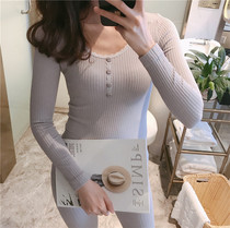 Girls pure cotton warm underwear student cute and slim fit sweatshirt lady autummy sweatshirt lady autumn clothes autumn pants suit net red