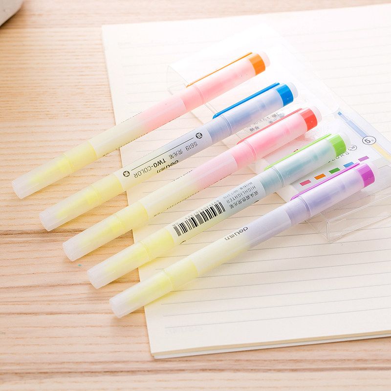 Double head Highlighter S619 Two-color marker pen Focus marker pen Student color pen Hand-to-hand pen