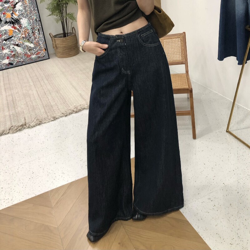 War God Retro Playful High-End Dark Blue Slimming Fashionable Elegant Wide-Leg A-Line Vintage Cotton Denim Skirt Pants War God Retro Playful High-End Dark Blue Slimming Fashionable Elegant Wide-Leg A-Line Vintage Cotton Denim Skirt Pants