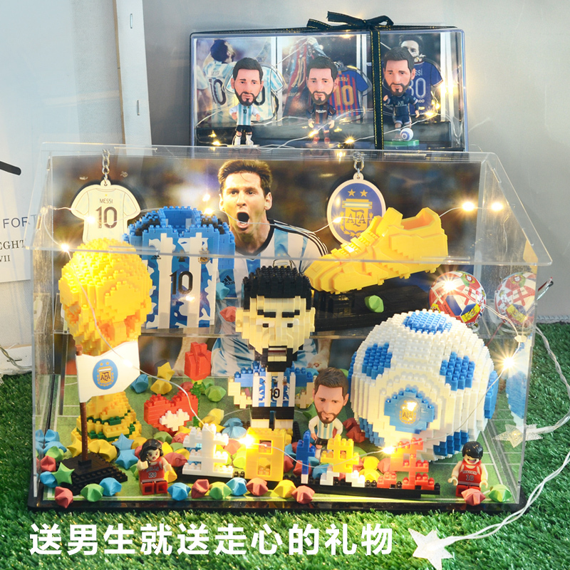 Argentina Messi Paris Barcelona Figurine Manchester United Cristiano Ronaldo Merchandise Football Memorabilia Building Block Model Boyfriend Gift