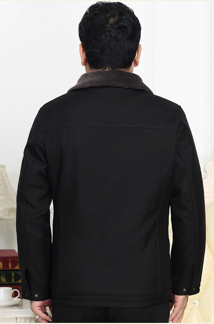 Áo khoác mùa đông cho bố trung niên áo bông nam trung niên cộng với nhung dày ông mùa đông vải một áo khoác cotton áo khoác len nam