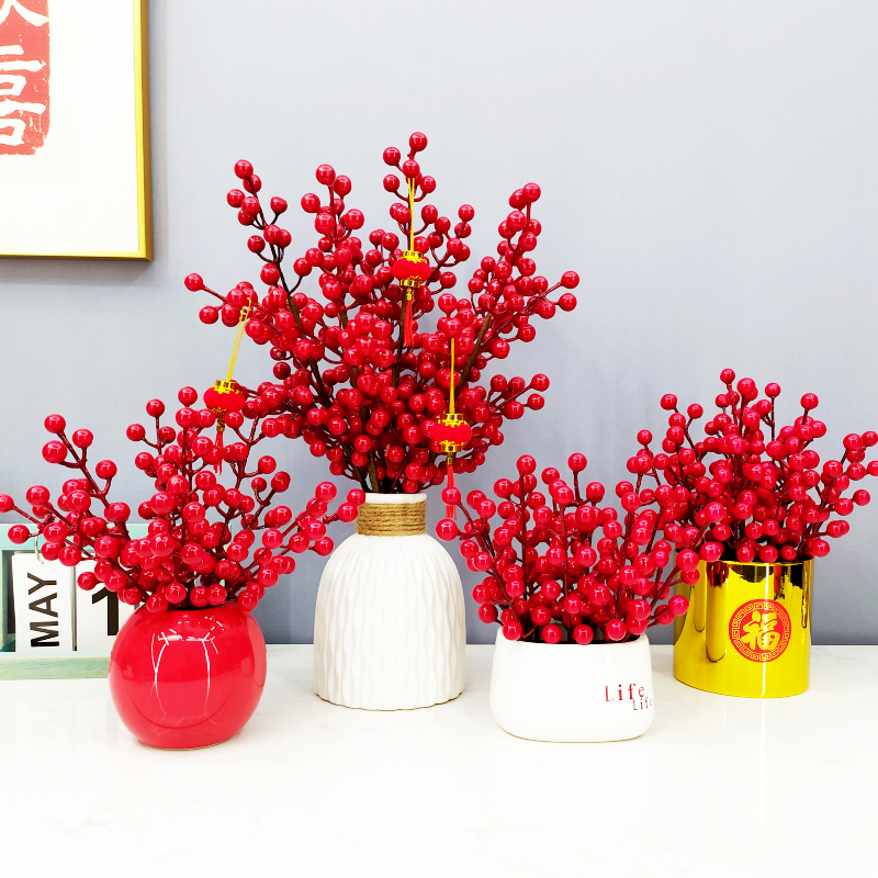 Chinese style hair and fruit pulp fruit flower art pendulum piece fake flower simulation flower living-room furnishing book room tea room soft-mounted tea table pendulum flower