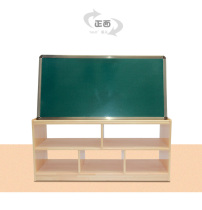 Kindergarten blackboard double-sided movable magnetic blackboard cabinet pine log blackboard cabinet cabinet green and white blackboard