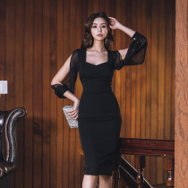 Autumn women 2019 New temperament women fashion ladies slim sexy tight bag hip chiffon stitching dress