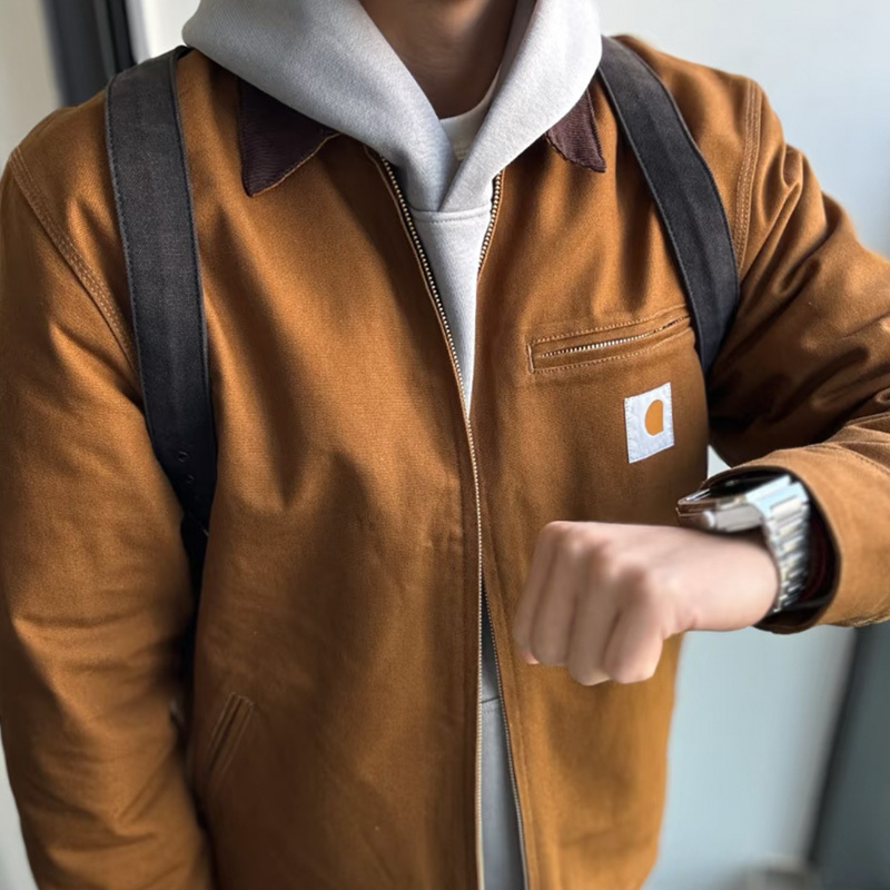 Kaha Style Detroit Flight Jacket Men's Autumn and Winter American Retro Workwear J01 Lapel Canvas Jacket Cotton Coat