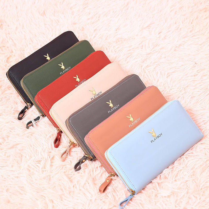 Wallet girl playboy fashion pure salad zipper multi-card large space lady holds wallet Japan Korea long edition