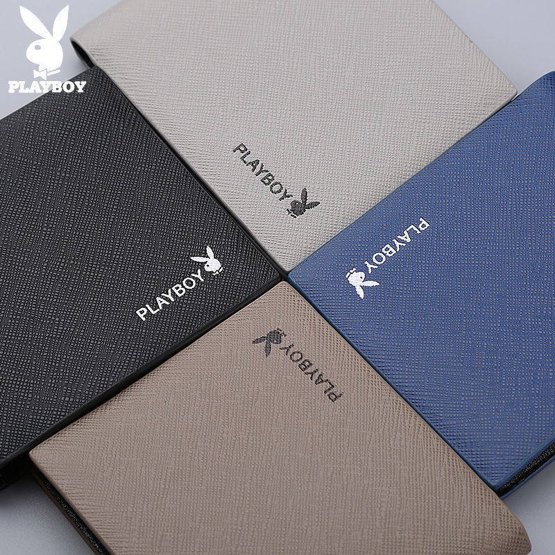 Wallet Male Flowers Playboy Classic Cross Veins Long Version Short Clip Youth Fashion Multi-Position Pure Color Printing