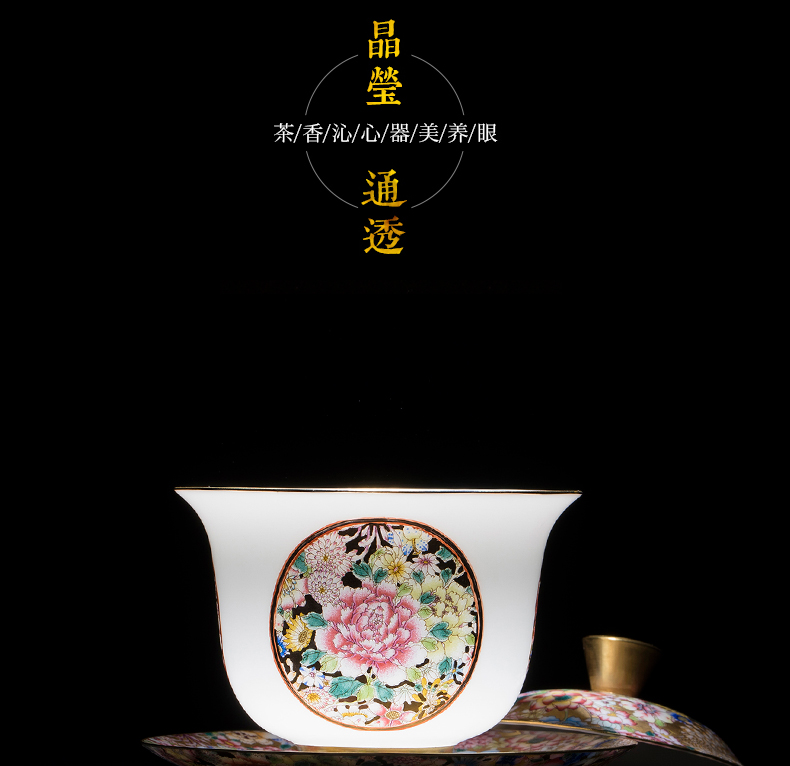 All spend tureen jingdezhen three cups to ceramic famille rose colored enamel kung fu tea sweet white glazed white porcelain tureen