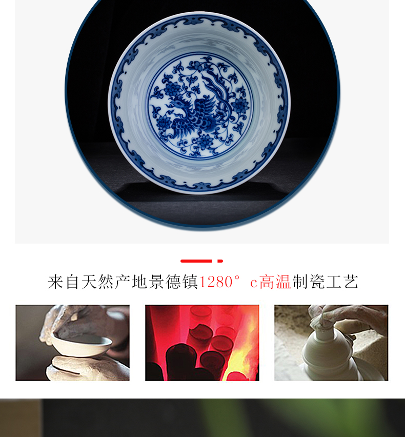 Archaize jingdezhen blue and white chicken tureen ceramic cups large bowl three just tureen hand - made porcelain cup