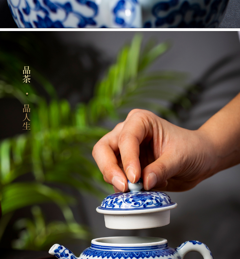 Single pot pot of jingdezhen ceramic teapot Single pot to restore ancient ways small kung fu manual hand - made porcelain lotus flower tea