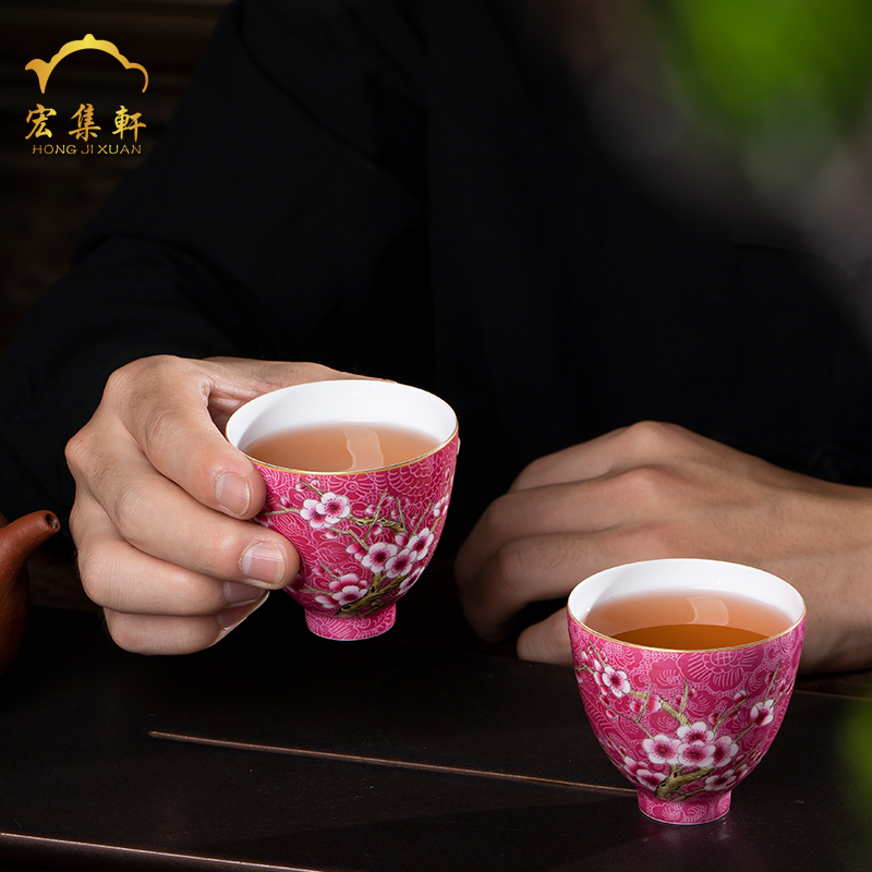 The Master cup single CPU jingdezhen tea cups hand - made grilled pastel see colour name plum flower sample tea cup cup small tea cups